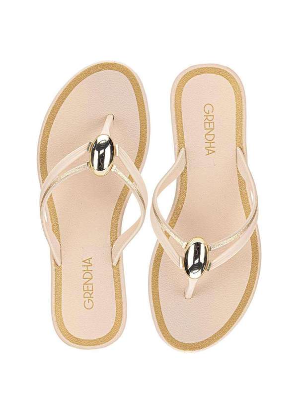 Grendha - Chinelo Feminino Irreverente Grendha 19227 Bege/Dourado