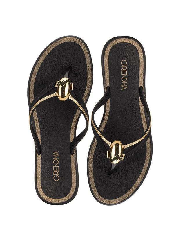 Grendha - Chinelo Feminino Irreverente Grendha 19227 Preto/Dourado