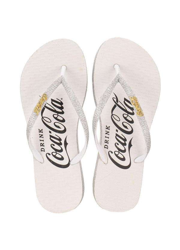 Coca Cola - Chinelo Feminino Shoes Glam Up Coca-Cola Cc3643 - Branco/Cinza