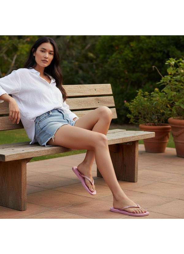 Havaianas - Chinelo Feminino Slim Square Logo Metallic Havaianas - 4148257 Rosa 2