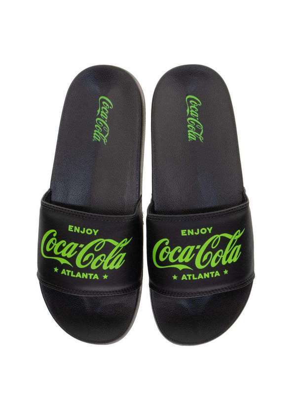 Coca Cola - Chinelo Slide Atlanta Star Basic Coca-Cola Cc3799 - Preto/Verde
