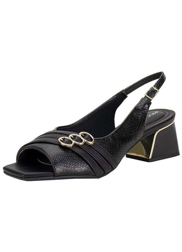 Piccadilly - Peep Toe Feminina Salto Grosso Piccadilly 543093 - Preto