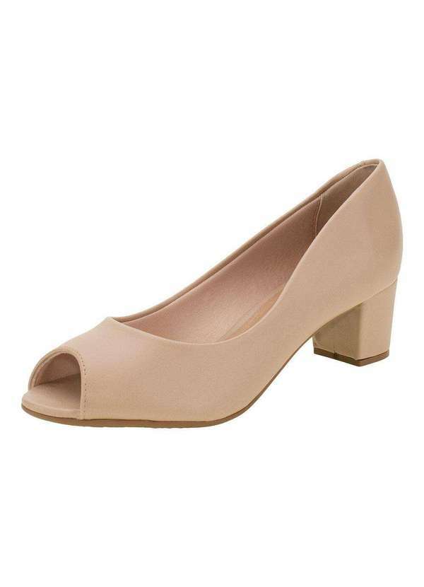 Beira Rio - Peep Toe Feminino Salto Baixo Beira Rio - 4777300 - Bege