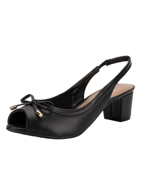 Beira Rio - Peep Toe Feminino Salto Grosso Beira Rio 47771001 - Preto