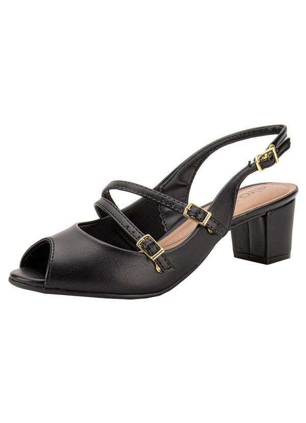 Beira Rio - Peep Toe Feminino Salto Grosso Beira Rio 4777497 - Preto
