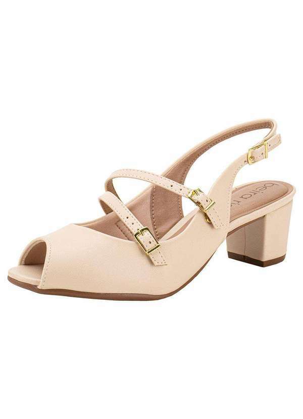 Beira Rio - Peep Toe Feminino Salto Grosso Beira Rio 4777497 - Natural
