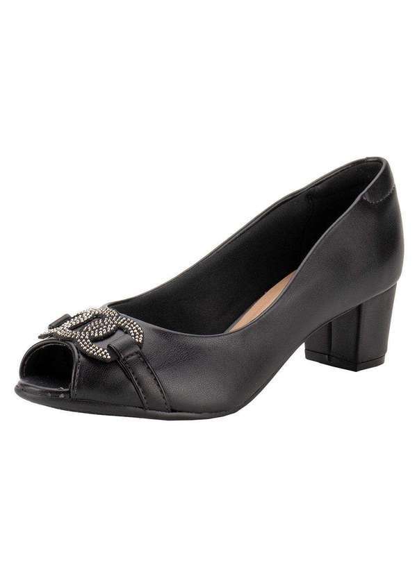 Beira Rio - Peep Toe Feminino Salto Grosso Beira Rio 4777498 - Preto