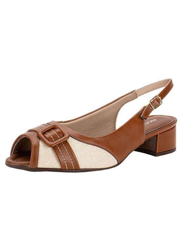 Piccadilly - Peep Toe Feminino Salto Grosso Piccadilly 114155 - Camel