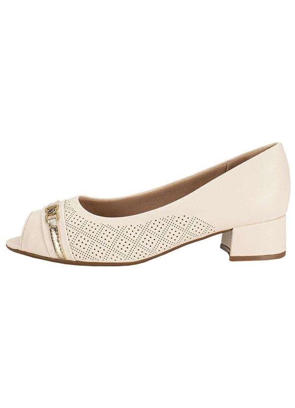 Piccadilly - Peep Toe Feminino Salto Grosso Piccadilly 114156 - Marfim 2