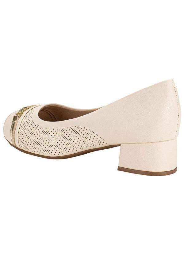 Piccadilly - Peep Toe Feminino Salto Grosso Piccadilly 114156 - Marfim 3