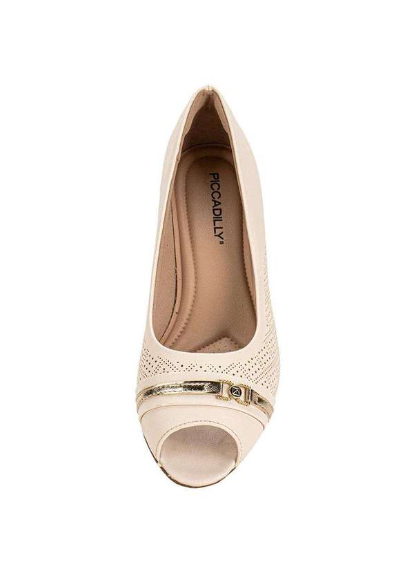Piccadilly - Peep Toe Feminino Salto Grosso Piccadilly 114156 - Marfim 5