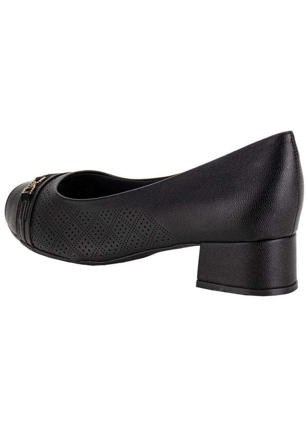 Piccadilly - Peep Toe Feminino Salto Grosso Piccadilly 114156 Preto 2