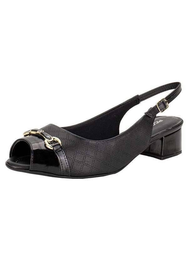 Piccadilly - Peep Toe Feminino Salto Grosso Piccadilly 114157 - Preto 1