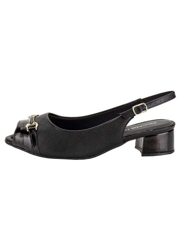 Piccadilly - Peep Toe Feminino Salto Grosso Piccadilly 114157 - Preto 2