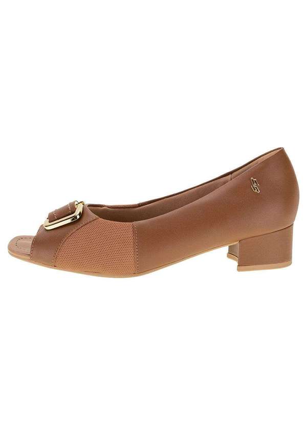Usaflex - Peep Toe Feminino Salto Grosso Usaflex Aa2709 - Canela 2