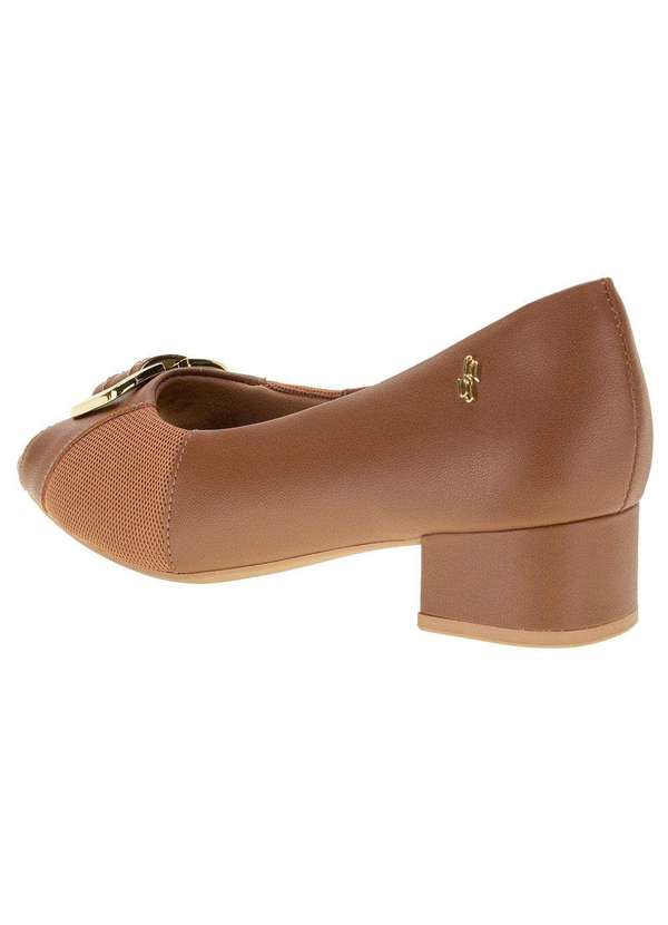 Usaflex - Peep Toe Feminino Salto Grosso Usaflex Aa2709 - Canela 3