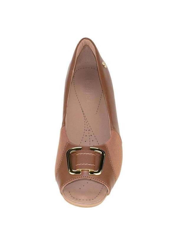 Usaflex - Peep Toe Feminino Salto Grosso Usaflex Aa2709 - Canela 5