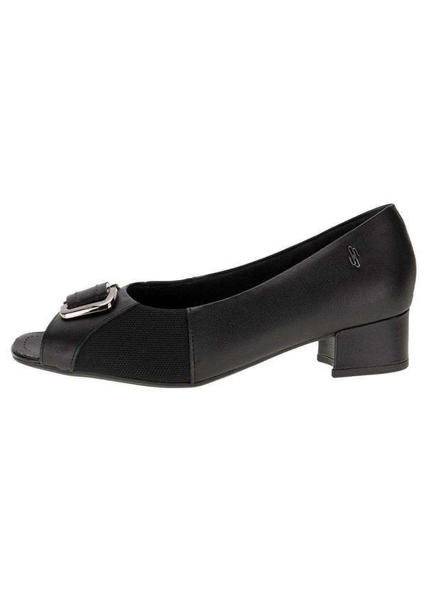 Usaflex - Peep Toe Feminino Salto Grosso Usaflex Aa2709 - Preto 2