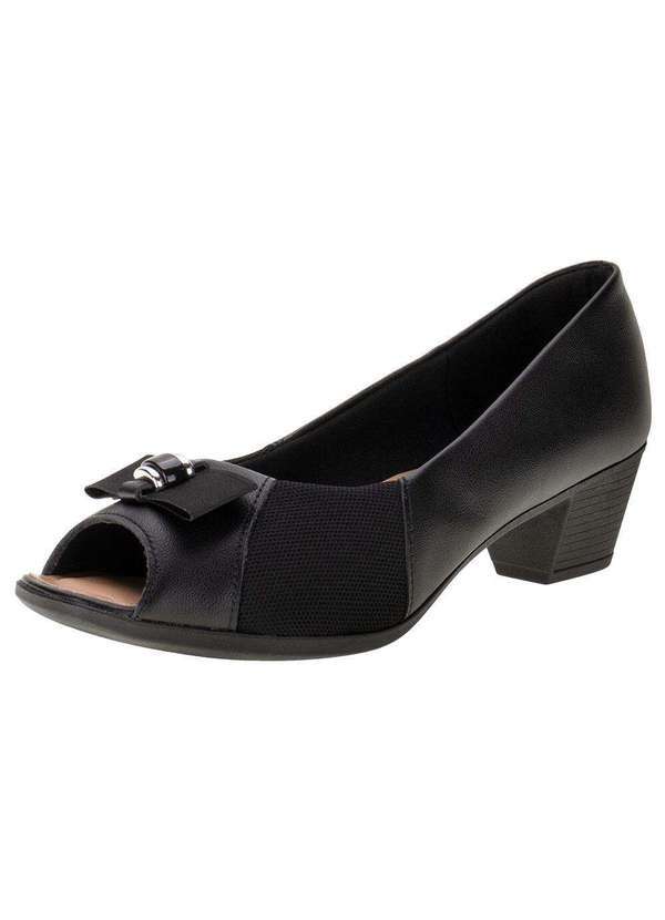 Usaflex - Peep Toe Feminino Salto Grosso Usaflex Mm1501 - Preto