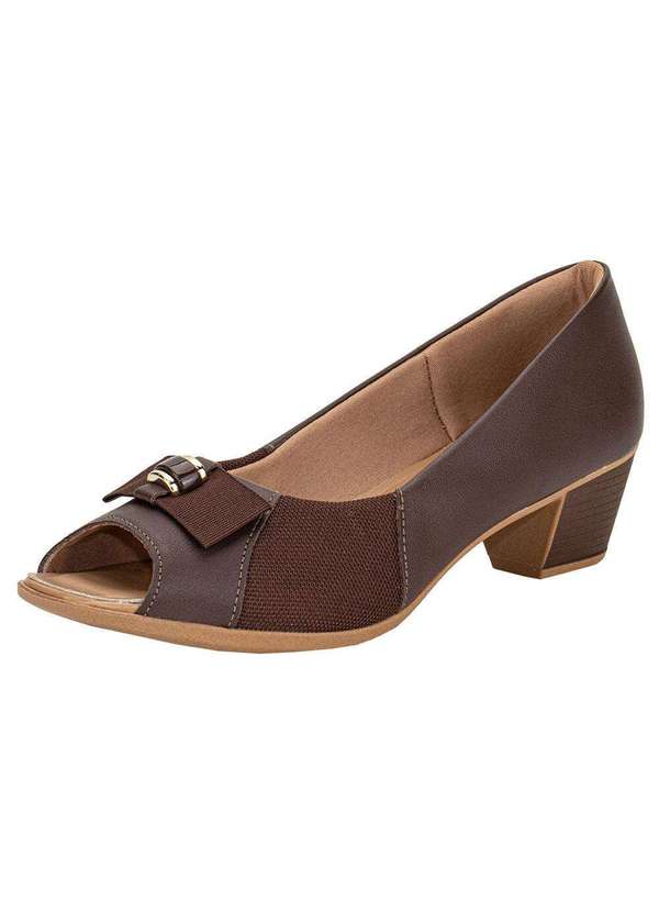 Usaflex - Peep Toe Feminino Salto Grosso Usaflex Mm1501 - Chocolate