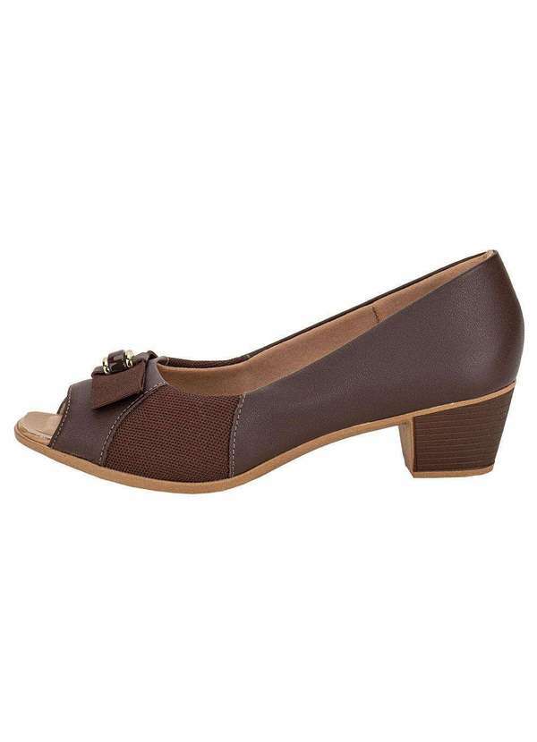 Usaflex - Peep Toe Feminino Salto Grosso Usaflex Mm1501 - Chocolate 2