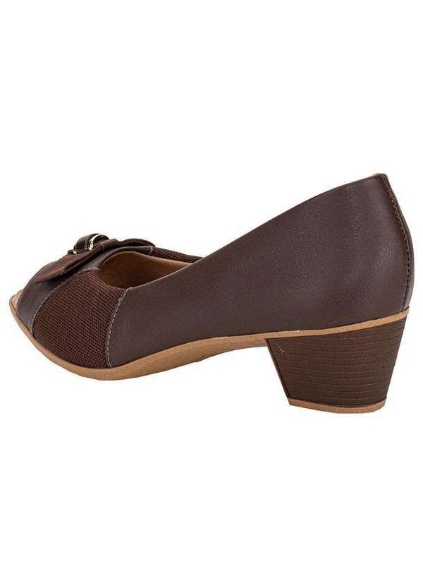 Usaflex - Peep Toe Feminino Salto Grosso Usaflex Mm1501 - Chocolate 3