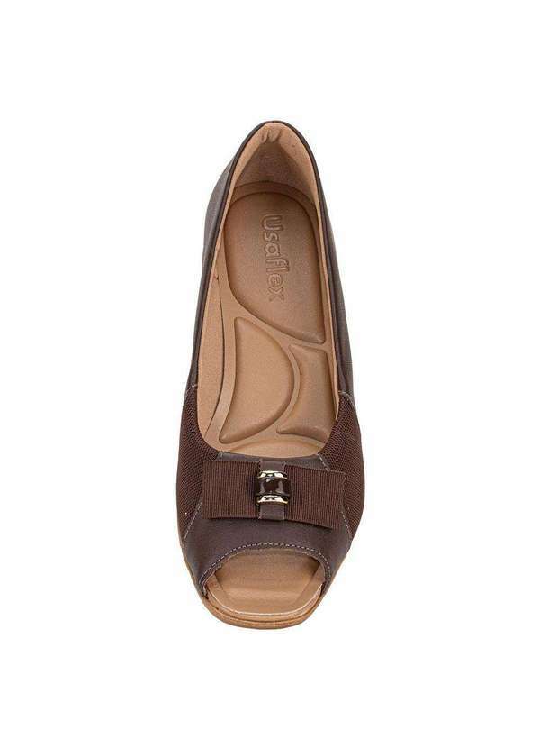 Usaflex - Peep Toe Feminino Salto Grosso Usaflex Mm1501 - Chocolate 5