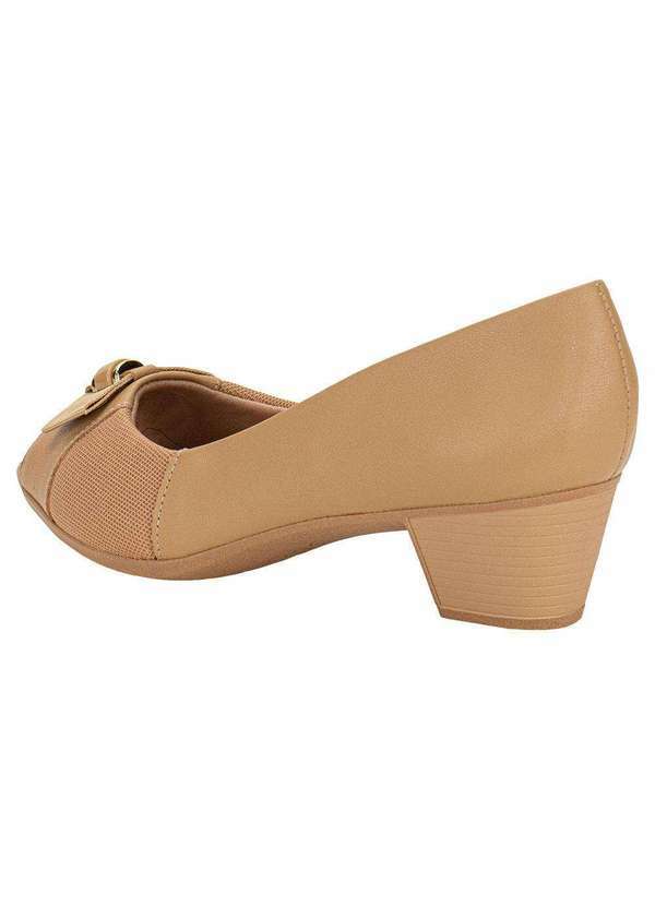 Usaflex - Peep Toe Feminino Salto Grosso Usaflex Mm1501 - Bege 3