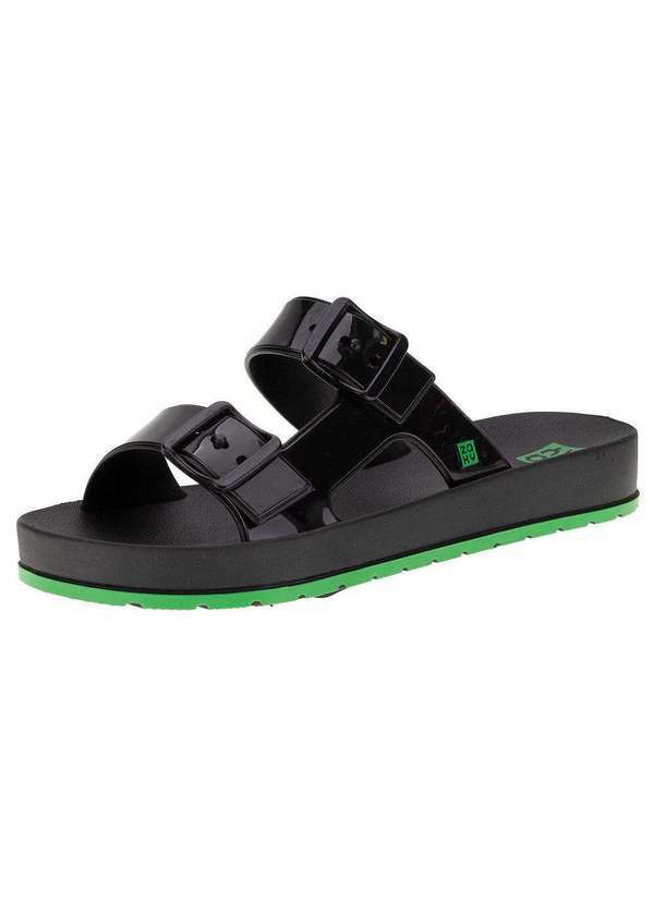 Zaxy - Sandália Feminina Conforto Flash Zaxy - 18646 - Preto/Verde