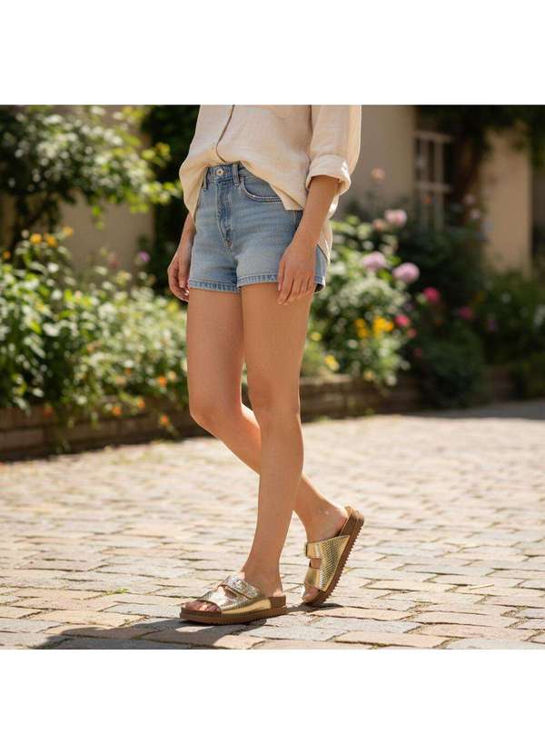 Moleca - Sandália Feminina Conforto Moleca 5500117 Ouro 2