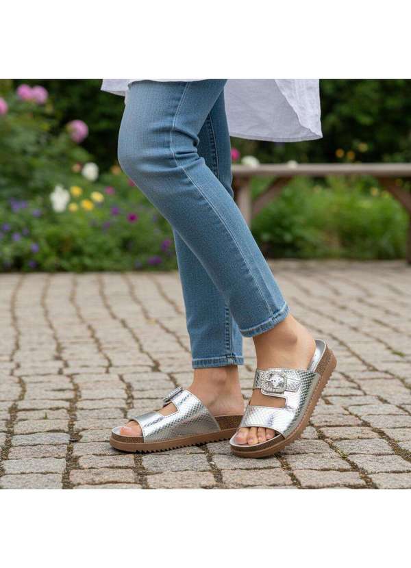 Moleca - Sandália Feminina Conforto Moleca 5500117 Prata 2