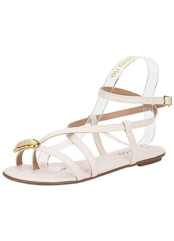 Beira Rio - Sandália Feminina Flat Beira Rio 8367875 - Marfim
