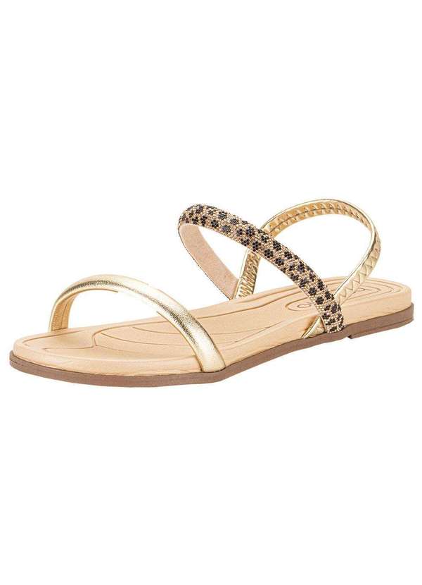 Beira Rio - Sandália Feminina Flat Beira Rio 8507103 - Ouro