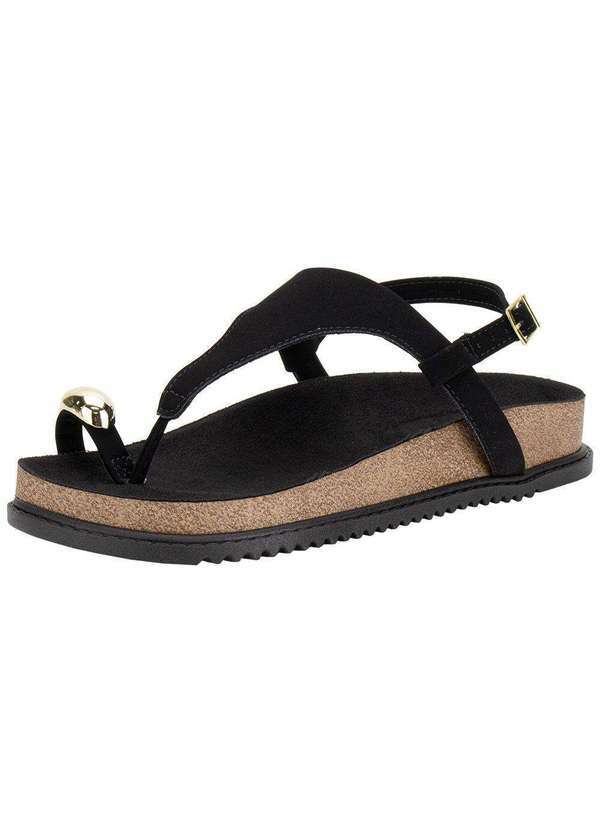 Beira Rio - Sandália Feminina Flat Beira Rio 8524109 Preto/Nobuck