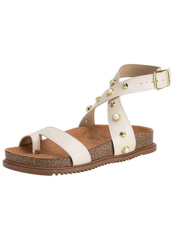 Beira Rio - Sandália Feminina Flat Beira Rio 8524114 Marfim