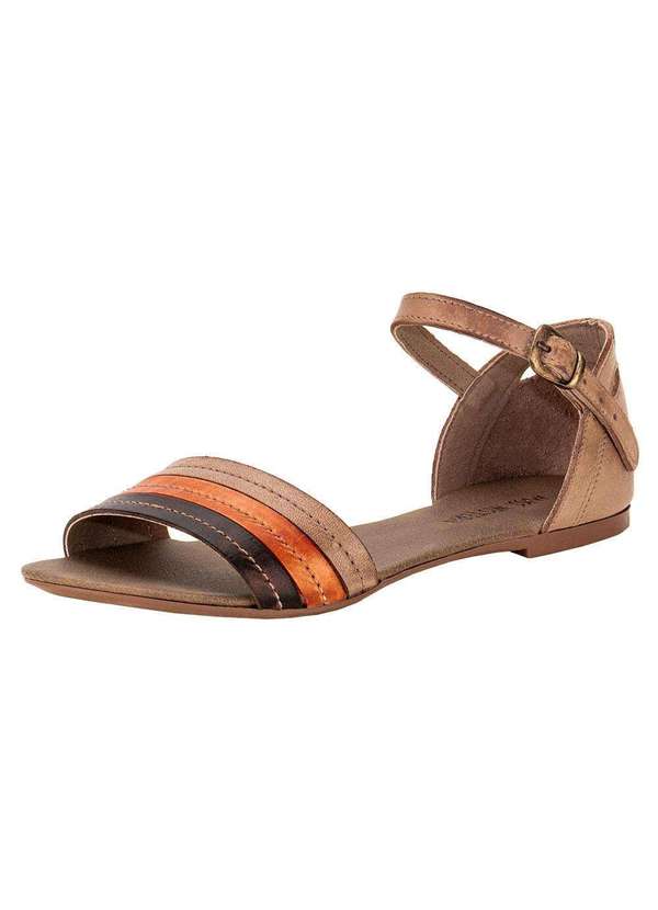 Miss Western - Sandália Feminina Flat Miss Western 120 - Bege/Laranja