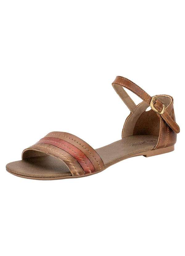 Miss Western - Sandália Feminina Flat Miss Western 120 - Bege/Vermelho