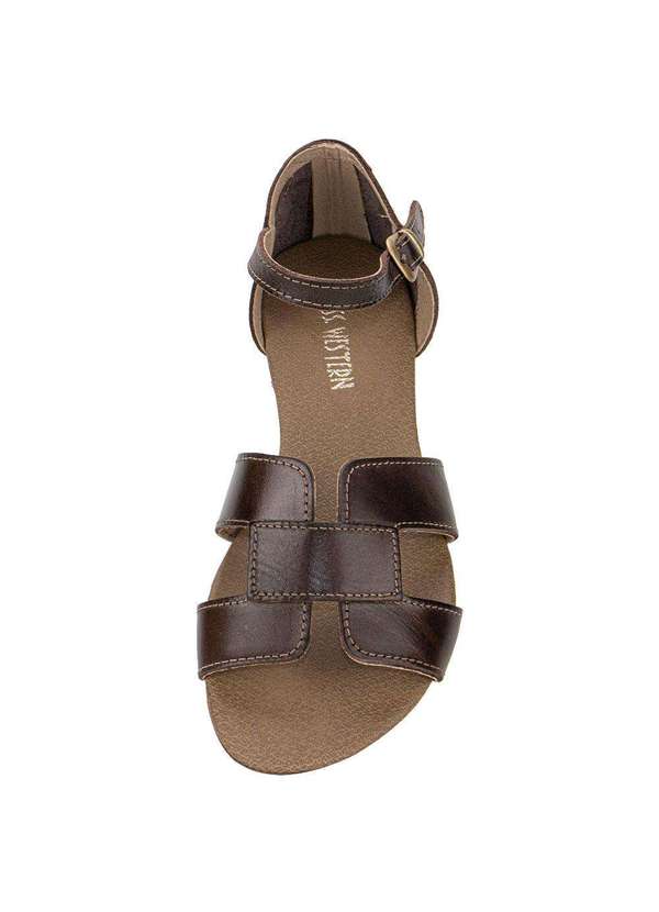 Miss Western - Sandália Feminina Flat Miss Western 128t - Café 5