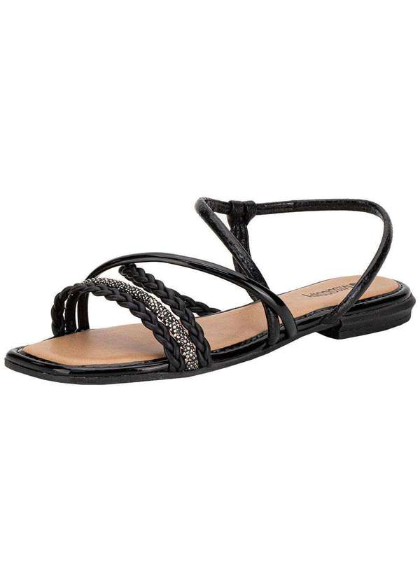 Mississipi - Sandália Feminina Flat Mississipi J0661 Verniz/Preto