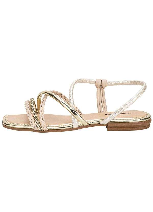 Mississipi - Sandália Feminina Flat Mississipi J0661 Bege/Ouro 2
