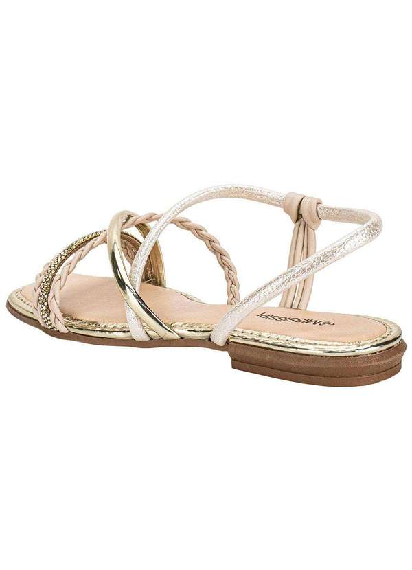 Mississipi - Sandália Feminina Flat Mississipi J0661 Bege/Ouro 3