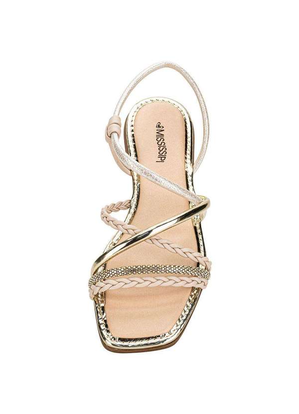 Mississipi - Sandália Feminina Flat Mississipi J0661 Bege/Ouro 5