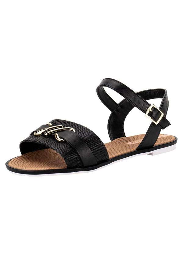 Moleca - Sandália Feminina Flat Moleca 5297473 - Preto