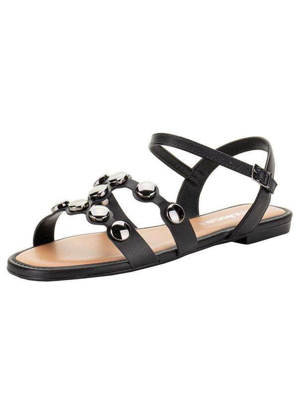Moleca - Sandália Feminina Flat Moleca 5435550 - Preto