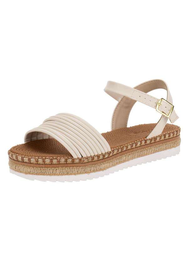 Moleca - Sandália Feminina Flat Moleca 5447523 - Marfim