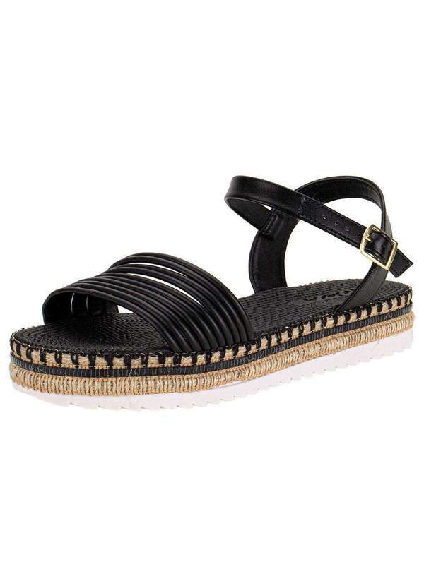 Moleca - Sandália Feminina Flat Moleca 5447523 Preto