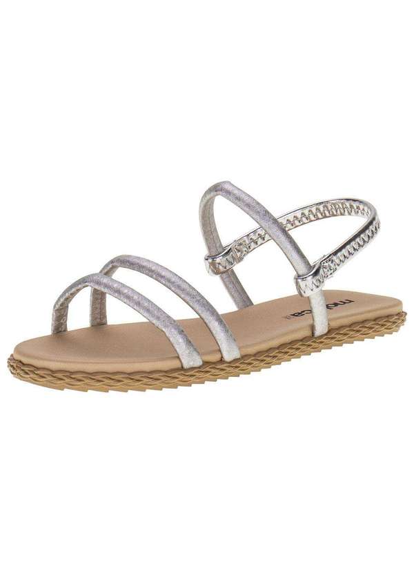 Moleca - Sandália Feminina Flat Moleca - 5452128 - Prata