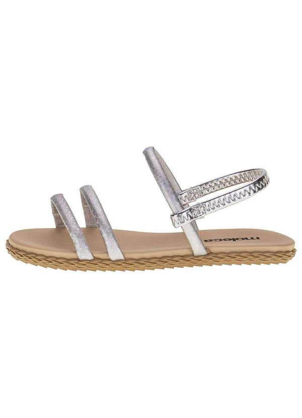 Moleca - Sandália Feminina Flat Moleca - 5452128 - Prata 2