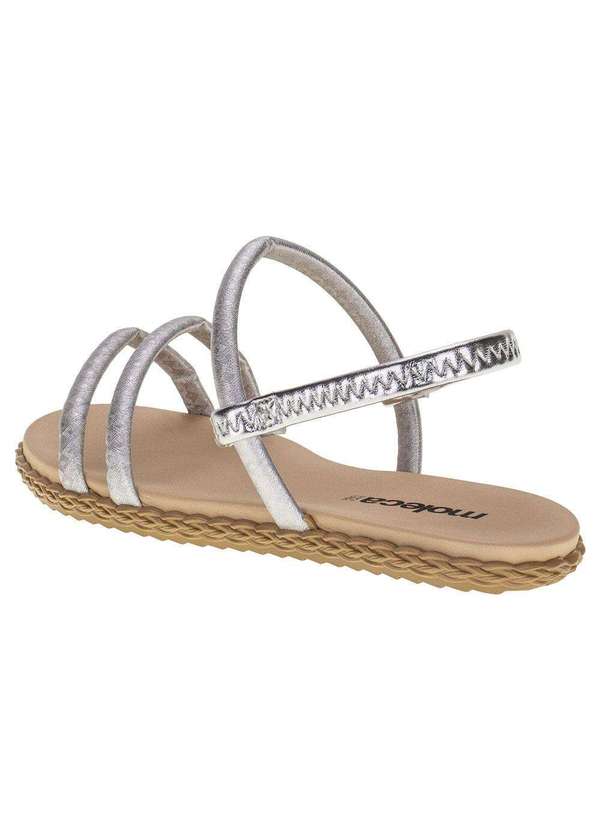 Moleca - Sandália Feminina Flat Moleca - 5452128 - Prata 3