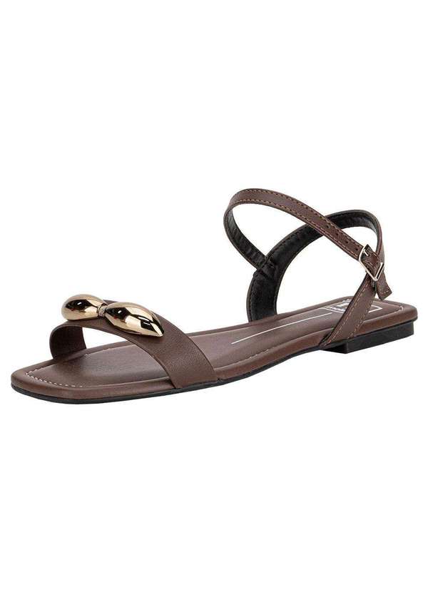 Moleca - Sandália Feminina Flat Moleca 5462143 - Chocolate